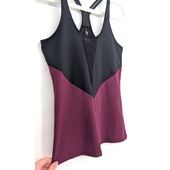 Urban Savage Womens Black Purple Mesh Inset Racerback Tank Small Active Yoga - Picture 3 of 7
